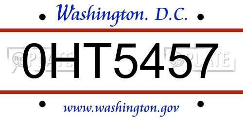 0HT5457 District Of Columbia License Plate
