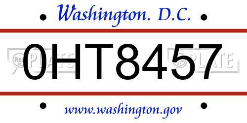 0HT8457 District Of Columbia License Plate