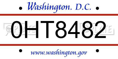0HT8482 District Of Columbia License Plate