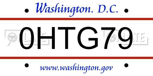 0HTG79 District Of Columbia License Plate