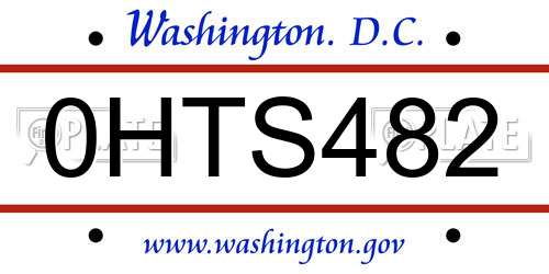 0HTS482 District Of Columbia License Plate