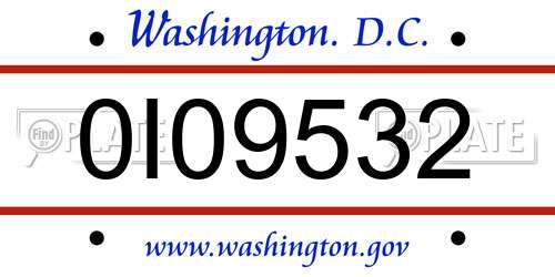 0I09532 District Of Columbia License Plate