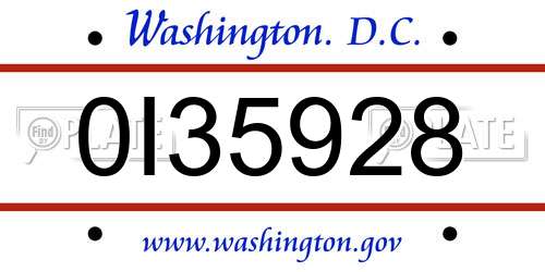 0I35928 District Of Columbia License Plate