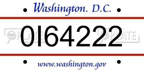 0I64222 District Of Columbia License Plate