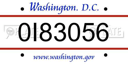 0I83056 District Of Columbia License Plate