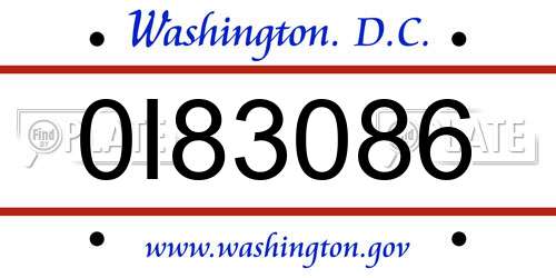 0I83086 District Of Columbia License Plate