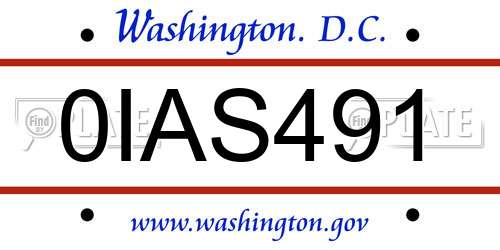 0IAS491 District Of Columbia License Plate