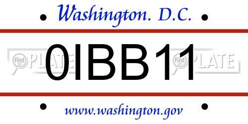 0IBB11 District Of Columbia License Plate