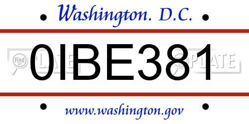 0IBE381 District Of Columbia License Plate