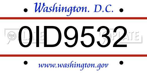 0ID9532 District Of Columbia License Plate
