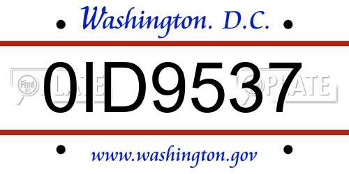 0ID9537 District Of Columbia License Plate