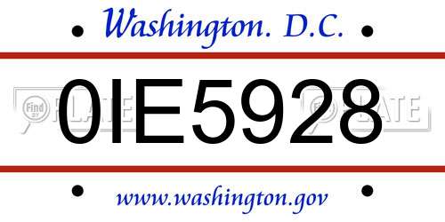 0IE5928 District Of Columbia License Plate