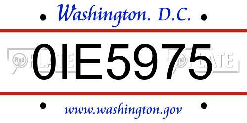 0IE5975 District Of Columbia License Plate