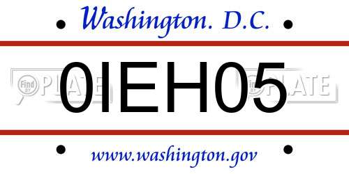0IEH05 District Of Columbia License Plate