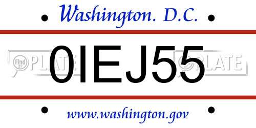 0IEJ55 District Of Columbia License Plate