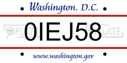 0IEJ58 District Of Columbia License Plate
