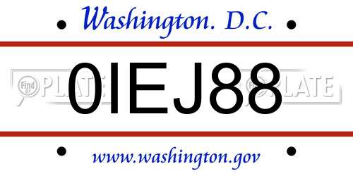 0IEJ88 District Of Columbia License Plate