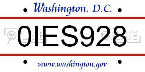 0IES928 District Of Columbia License Plate