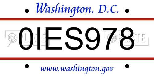 0IES978 District Of Columbia License Plate