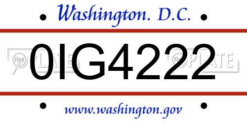 0IG4222 District Of Columbia License Plate