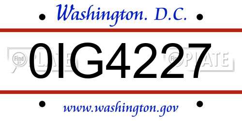 0IG4227 District Of Columbia License Plate
