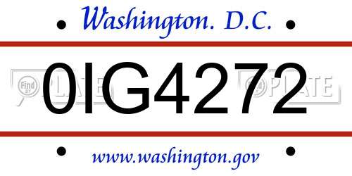 0IG4272 District Of Columbia License Plate