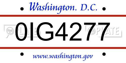 0IG4277 District Of Columbia License Plate