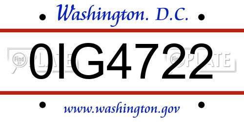 0IG4722 District Of Columbia License Plate