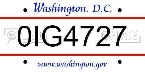 0IG4727 District Of Columbia License Plate