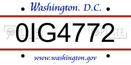 0IG4772 District Of Columbia License Plate