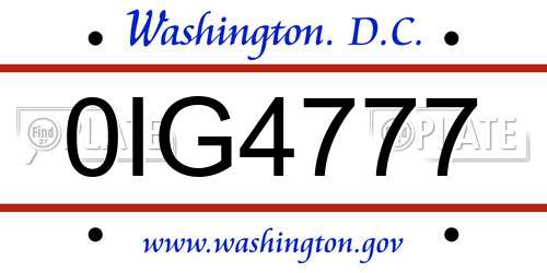 0IG4777 District Of Columbia License Plate