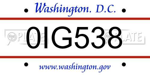0IG538 District Of Columbia License Plate
