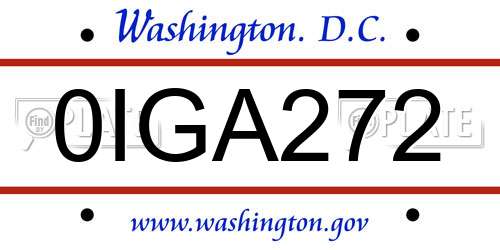 0IGA272 District Of Columbia License Plate