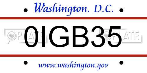 0IGB35 District Of Columbia License Plate