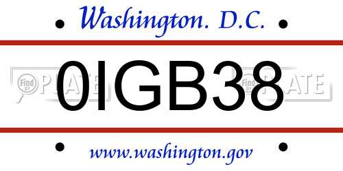 0IGB38 District Of Columbia License Plate