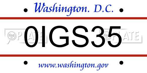 0IGS35 District Of Columbia License Plate