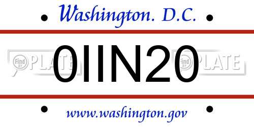 0IIN20 District Of Columbia License Plate