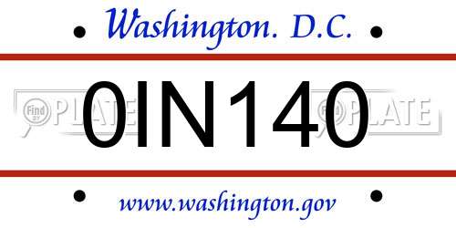 0IN140 District Of Columbia License Plate