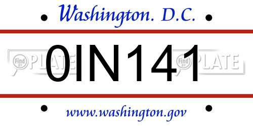 0IN141 District Of Columbia License Plate