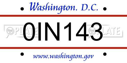 0IN143 District Of Columbia License Plate