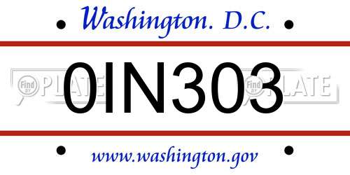 0IN303 District Of Columbia License Plate
