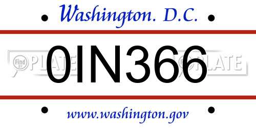 0IN366 District Of Columbia License Plate