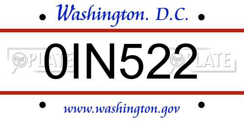0IN522 District Of Columbia License Plate