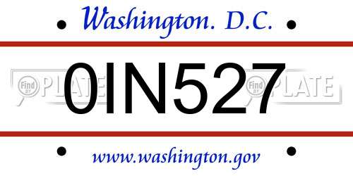 0IN527 District Of Columbia License Plate