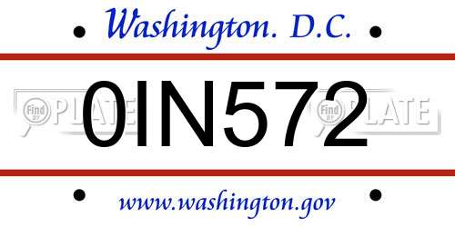 0IN572 District Of Columbia License Plate