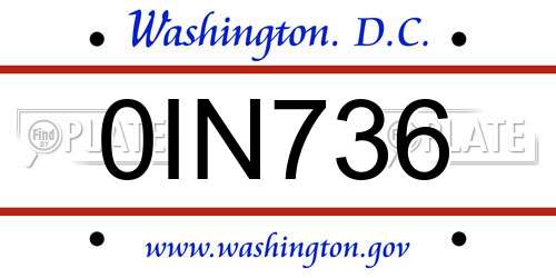 0IN736 District Of Columbia License Plate