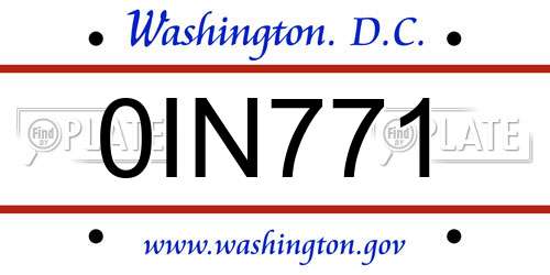0IN771 District Of Columbia License Plate
