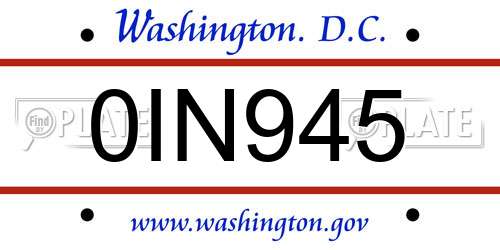 0IN945 District Of Columbia License Plate