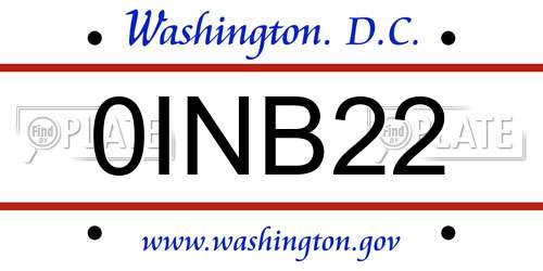 0INB22 District Of Columbia License Plate