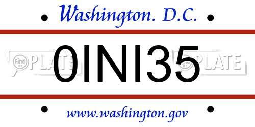0INI35 District Of Columbia License Plate